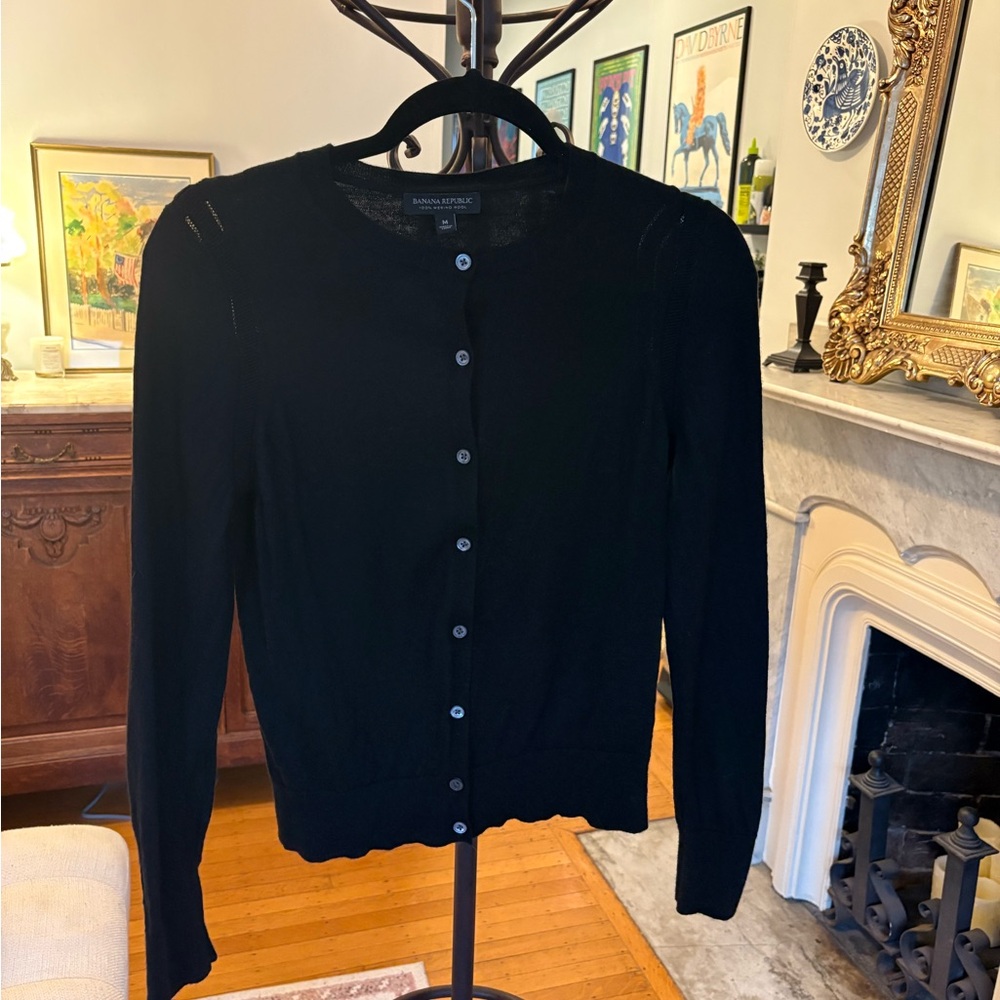 Banana Republic Black Merino Wool Cardigan